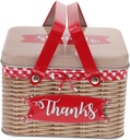 IMIKEYA 1pc Creative Tinplate Cookie Jar Handle Unique Candy Storage Box for Parties and Events for Cookies and Treats Decorative and Functional Design Red Rattan Weave Style