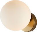 BOKT Modern Large Globe Wall Sconce Light Mid Century Brass Gold Wall Light Fixture Frosted White Glass Round Wall Sconce Vintage Bathroom Wall Lamp Bedroom Bedside Wall Light (7.9”)