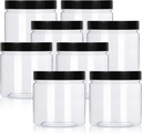 12oz Clear Plastic Storage Jars Containers,8 Pack Refillable Black Wide-Mouth Plastic Slime Storage Containers for Beauty Products,Kitchen & Household Storage - BPA Free