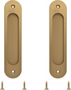 MOROBOR Oval Recessed Sliding Door Pulls, 2pcs Bronze Gold Flush Pull Aluminum Alloy Closet Door Finger Pulls with Mounting Screws for Sliding Barn Door(180mm)