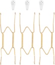 3 Pack Plate Hangers for The Wall, Suitable for 8-10 inch Art Plate, Stainless Steel Invisible Heavy Duty Wire Plate Holder with Wall Hooks, Plate Hangers for Displaying Plates, Platter, Dish, Gold