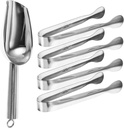 Zerodeko 1set Stainless Steel Ice Scoop and Tongs for Kitchen Use Ergonomic Design Heavy Duty for Beans and Cereal Storage