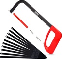 AIRAJ 12 In High-Tension Hacksaw with 24 TPI Bi-metal Blade and 10 Spare Hacksaw Blade,Hand Saw Suitable for Metal, Wood, PVC