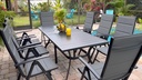 PURPLE LEAF Outdoor Dining Set for 8 with All-Aluminum Black Slat Table and Padded Folding Chairs Modern Patio Furniture Dining Table Set ldeal for Deck Under Pergola Poolside Outdoor Kitchen, Grey