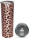 20OZ Leopard Tumbler, Cheetah Print Compound festival Gifts for Women Leopard Print Coffee Cugs with Lid, Rose Gold Stainless Insulated Tumbler Cups Birthday Chetah Gifts for Mom