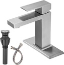 Single Hole Bathroom Faucet Brushed Nickel Single Handle Modern with Pop Up Drain Parts Deck Mounted Lavatory Vanity Mixer Tap Commercial Basin Brush Finish Sink