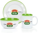 Friends Central Perk Coffee House Themed Dinnerware Dining Set | Official Friends Collectible Ceramic Display | Includes Plate, Bowl, And Mug | 3-Piece Set