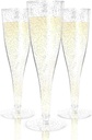 Prestee 200 Disposable Champagne Flutes Plastic 200 Pack - Silver Glitter Champagne Flutes for Weddings, Parties, and New Year’s Eve - 4.5 Oz Plastic Silver Party Glasses