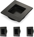 HOMOTEK 4 Pack 2-3/4 Inch Square Recessed Sliding Closet Door Finger Pulls, Diameter 2-3/8 Inch(60mm) Stainless Steel Flush Handles for Pocket Door, Bypass Barn Drawer Pulls(Black)