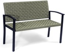 Chelsea Olive Patio Loveseat All-Weather Rope Outdoor Bench with Metal Armrest, Patio Outdoor Furniture Ideal Garden Bench for Balcony, Lawn, Backyard and Deck (Green)