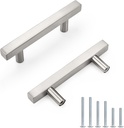 Probrico Cabinet Handles-Pack of 5 Satin Nickel 3inch (76mm) Hole Centers Square T Bar Kitchen Cabinet Handles Drawer Pulls for Kitchen Furniture Hardware