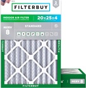 Filterbuy 20x25x4 Air Filter MERV 8 Essential Dust & Allergy Defense (2-Pack), Electrostatic Pleated HVAC AC Furnace Filters Replacement, Made in USA (Actual Size: 19.50 x 24.50 x 3.63)