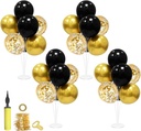 Black and Gold Party Decorations 4 Set Balloon Stand Table Centerpieces for Men's Women's Birthday Wedding Retirement Anniversary Graduation Decorations 2026 New Years Eve