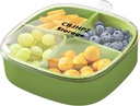 4 Compartment Snack Box Container, Small Divided Snack Container with Lid, Food Storage Box for Veggie Fruit Tray for Kitchen, Parties, Travel (Green)