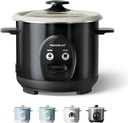 3-Cup Uncooked Rice Cooker Small - Ceramic Coating Non-Toxic Inner Pot, One-Touch Multifunction for Rice/Sauté/Yogurt, Dishwasher Safe, 1-3 People Size, Black