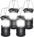 EXTRASTAR 4 Pcs LED Camping Lantern, Battery Powered Compact LED Lanterns, Suitable Survival Kits for Hurricane, Waterproof Portable Emergency Light for Storm, Outages, Black