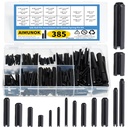 385PCS Roll Pin Set - 26 Sizes Spring Dowel Tension Roll Pins - 1/8 1/4 3/8 1/16 5/64 3/32 5/16 5/32 5/16 Split Expansion Pin Assortment Kit for Home Improvement Automotive Repair