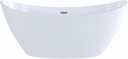 EVIVA Bella 60-Inch Acrylic Bathtub Non-Slip Deep Soaking Bathtub Freestanding Modern Soaker Deep Oval Bath Tub in Glossy White with Chrome Overflow and Middle Drain