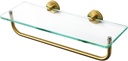 Glass Bathroom Shelf with Towel Bar, Bronze and Chrome Finishes (Bronze, 5"x 16")