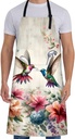 Bird Apron for Women with Hummingbird,28x33in,Floral Garden Kitchen Aprons with 2 Pockets,Oxford Fabric,Beautiful Adjustable Apron for Cooking Baking Gardening Chef,Gifts for Mom Wife