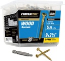 Power Pro Premium Exterior Wood Screws, #9 x 2-1/2"Inch All-Purpose Deck Screws for Outdoor Projects, T-25 Star Bit Included, Bronze, 100 Pieces | 48599