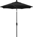 California Umbrella 7.5' Round Aluminum Pole Fiberglass Rib Market Umbrella, Crank Lift, Collar Tilt, Black