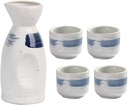 Sake Cup Set,Japanese Sake Cup,5 Pcs Traditional Japanese Pottery,1 and 4 Sake Cups,Ceramic Serving Set,Sake Wine Bottle Kit-A-400ml/14oz