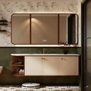 80 inch Bathroom Vanity with Sink - Floating Vanity Cabinet with Anti-Fog Mirror, Seamless Sink, Water-Resistant Lacquer Finish, Fully Assembled