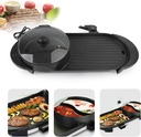 Topteng 2 in 1 Hot Pot Grill, Black Portable Electric Hot Pot Indoor Barbecue Grill Non-Stick Teppanyaki Pan Shabu Shabu Korean BBQ Grill Hot Pot
