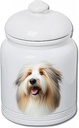 Bearded Collie Tan/White - Best of BreedDog and Cat Ceramic Treat Jar 9" Tall Air Tight Seal All White