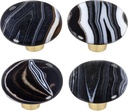 moonsix Set of 4 Oval Shape Crystal Stone Cabinet Drawer Knobs, Healing Chakra Cupboard Handles Decoration, Black Banded Agate