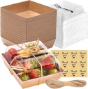 50 Pack Small Individual Charcuterie Boxes with Clear Lids and Forks - To Go Paper Mini Charcuterie Box, Disposable Food Containers, 5Inch Dessert Boxes for Cookie, Cake Slice, Strawberries