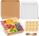 7 x 7 Inch Large Charcuterie Boxes with Clear Lids, 20 Pack Disposable Square Kraft Bakery Boxes To Go Food Containers for Charcuterie, Cake Slices, Desserts, Strawberries, Cookies (Brown)
