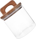 Cabilock Glass Food Storage Canister Wooden Lid Airtight Jar for Tea Sugar and Spices Elegant Kitchen Decor for Home Organization