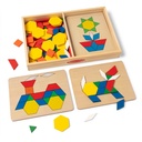 Melissa & Doug Kids Pattern Blocks And Boards Classic Toy (Developmental Toy, Wooden Shape Blocks, Double-Sided Boards, 120 Shapes & 5 Boards)