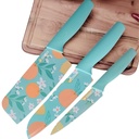 E-COSMOS® Professional 3-Piece Kitchen Knife Set - High Carbon Stainless Steel Chef, Utility & Santoku Knives with Ergonomic Blue Handles (3 Pc Knife Set)
