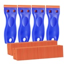 4 PCS Plastic Razor Blade Scraper and 120 PCS Plastic Razor Blades, Cleaning Scraper Tool for Remover, Adhesive, Stickers, Decals, Glass, Labels, Cars Windows