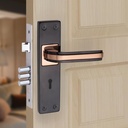 Milton Iron Mortise Lock Set with Rose Gold Copper Handle, Black Plate, 200mm x 50mm, 125mm Handle Length, Complete with Keys and Hardware - MHI-09