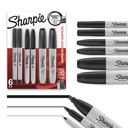 Sharpie Permanent Markers Variety Pack, Includes Chisel, Fine, and Ultra-Fine Tips, Black, 6 Count - Poster, Office, School Supplies
