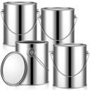 Uiifan 4 Pcs 1 Gallon Metal Paint Cans with Lids Handles Empty,Silver