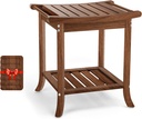 Teak Shower Benches for Inside Shower – Waterproof Wood Shower Stool with Storage Shelf, Non-Slip Spa Bathroom Seat Chair for Adults & Seniors, Ideal for Relaxing and Home Use