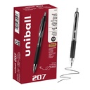 uniball™ 207 Gel Pens, Black Ink, 0.7mm Medium Point, Retractable, 12 Count