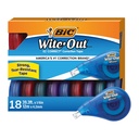 BIC Wite-Out EZ Correct Correction Tape, Tear-Resistant and No Dry Time, 18-Count Pack in White