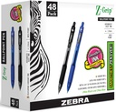 Zebra Pen Z-Grip Retractable Ballpoint Pen, Medium Point 1.0mm, 24 Black & 24 Blue Ink Pens, Bulk Pack of 48