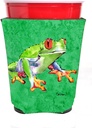 Caroline's Treasures 8688RSC Frog Red Cup Hugger Cup Cooler Sleeve Hugger Machine Washable Drink Sleeve Hugger Collapsible Insulator Beverage Insulated Holder