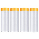 Painters Plastic With Tape, Pre-Taped Masking Film, 4 Rolls Automotive Best Tape and Drape, Paint Adhesive Protective Film Roll for Covering Skirting, Frames, Cars and Auto Body (5 X 65-Feet)