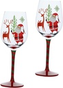 2pcs Christmas Wine Glasses Santa Claus and Elk Design Crystal Stemmed Goblets for Holiday Parties and Festive Gatherings