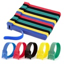 GLUN® Multicolour Strong Velcro Ties, 50 Piece Organisation Straps, Thin Pre-Cut Design, Wire Management Organiser for Home & Office Use