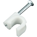 Mufasa 6mm Diameter Wire Fastener Circle Cable Clips with Metal Nail (White) - Pack of 100 Pcs