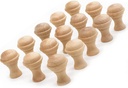 WEICHUAN 15PCS Mushroom Shape Wood Unfinished Cabinet Furniture Drawer Knobs Pulls Handles (Diameter: 1-3/8 Inches Height: 2 Inch)